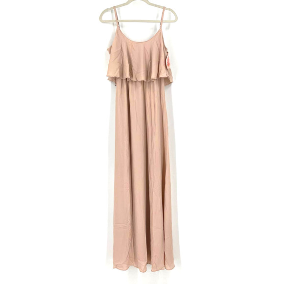 Show Me Your MuMu Caitlin Ruffle Maxi Dress Dusty Blush Crisp Large NWT - Picture 11 of 11